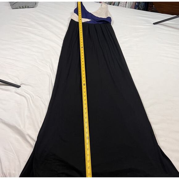 Anthropologie Maeve Elysian Maxi Dress Size XS Black Blue Ivory Colorblock Tank - Picture 4 of 13